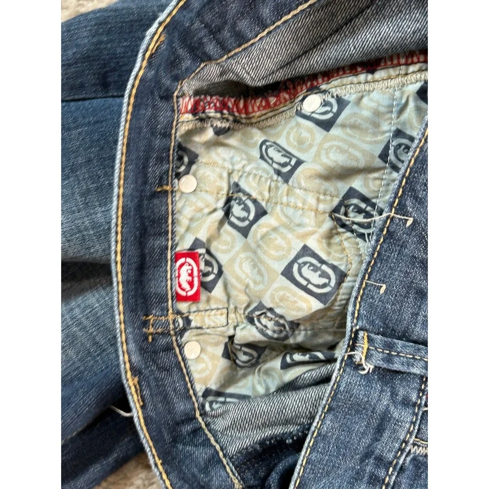 Ecko Unltd Mens Baggy Fit Blue Jeans Y2K Streetwear Denim Size 32 100% Cotton